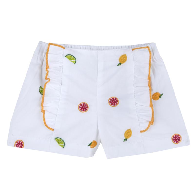 Shorts with Embroidered Fruits