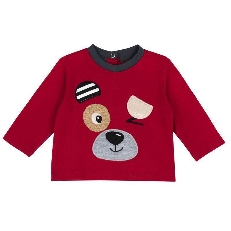 Long Sleeve Top with Dog Appliqués