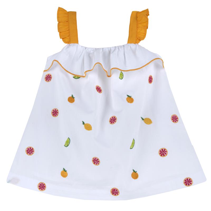 Fruit Embroidery Frill Dress