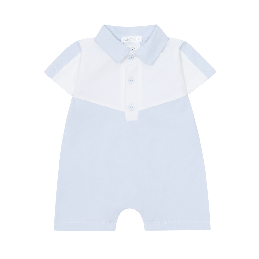 Blue & White Collared Romper